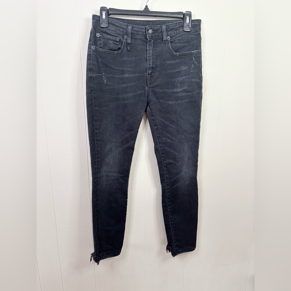 R13 black wash alison skinny jeans distressed size 28